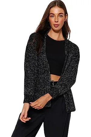 Trendyol Oversize Basic V Neck Knitwear Cardigan Camicia, Black, S Donna