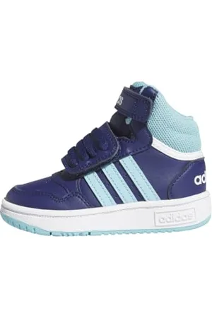 adidas Hoops Mid Shoes, Scarpe Unisex-Bimbi 0-24, Dark Blue/Light Aqua/Cloud White, 20 EU