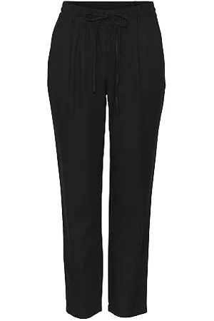 VERO MODA Pantaloni in Lino Casual da Donna Pants Femminili con Taglio Comodo Cotone Linen Trousers, Colore: , Taglia:L