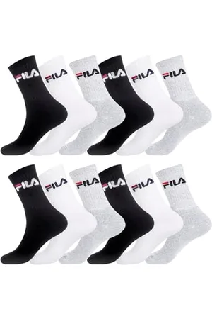 Fila Calzini Uomo sportivo Set di 12 Calze Uomo Lunghe, Durevole e Confortevole, Bianchi, Grigio, Nero, Taglie 43/46