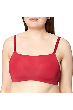 Emporio Armani Padded Bralette Bra Second Skin Microfiber & Lace, Reggiseno Imbottito Donna, (Carmine), S