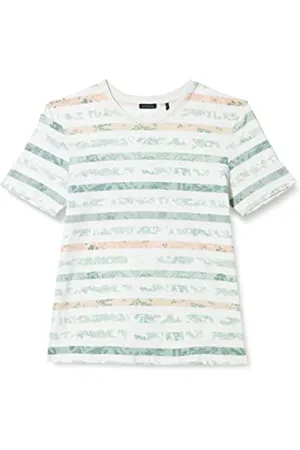 IKKS Tee-Shirt Gris Marinière Feuillage Vert et Orange Xu10293.10 T, , 12 Anni Bambina