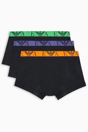 Emporio Armani Stretch Cotton Bold Monogram 3-Pack Trunk, Boxer Uomo, (Marine-Marine-Marine), S
