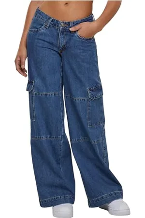 Urban classics Ladies Low Waist Cargo Denim Pantaloni, , 42 Donna