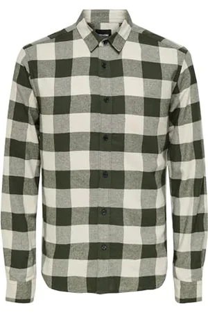 Only & Sons Onsgudmund LS Checked Shirt Noos Camicia, Notte Foresta, L Uomo