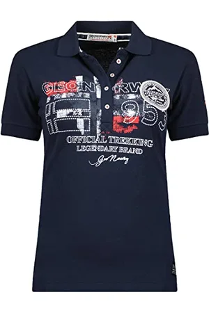 Geographical Norway Kerry Lady - Polo Classica Donna - Cotone A Maniche Corte Casual Button Down Polo Shirt Tops Regular Classic - Abito Ideale Primavera Estate (Marino XL-Taglia 4)