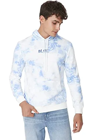 Trendyol Felpa con Cappuccio con Stampa Batik Maglia di Tuta, , S Uomo