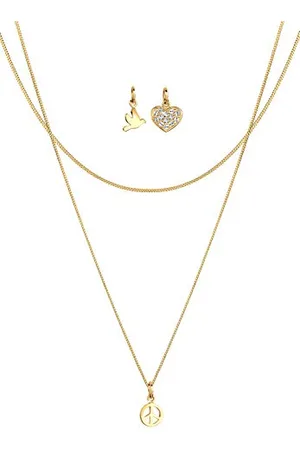 Elli Collana Peace Taube Herz Kristalle Silber