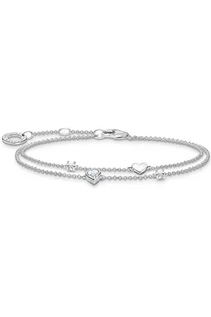 Thomas Sabo A2057-051-14-L19V - Bracciale da donna, Braccialetti, Bracciali con cuori e pietre bianche, in Sterling 925, lunghezza 16-19 cm, sterling, Zirconia cubica