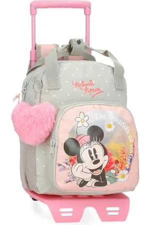 Disney Joumma Bags Minnie Wild Nature zaini per bambini, varie dimensioni, zaino da passeggio, realizzato in poliestere, include pompon decorativo., , Zaino 28 + carrello
