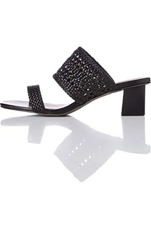 FIND FIND Two Band Woven Sandal - Sandali punta aperta Donna, (Black Black), 38 EU