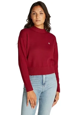 Calvin Klein Jeans Donna CK EMBRO BADGE SWEATER J20J222987, Red (Red Currant), L