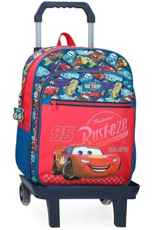 Disney Joumma Bags, Cars RD Trip, Zaino scolastico, realizzato in poliestere, spalline larghe, ergonomiche e imbottite, leggero e pratico per offrire un maggiore comfort, maniglia superiore per