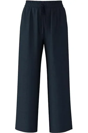 SELECTED Slfviva-gulia HW Long Linen Pant Noos Pantaloni in Tessuto, Zaffiro Scuro, 40 Donna