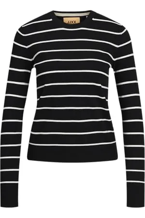 JJXX Jxcara Comfy Stripe Crew Neck Knit SN Maglione Lavorato a Maglia, , L Donna