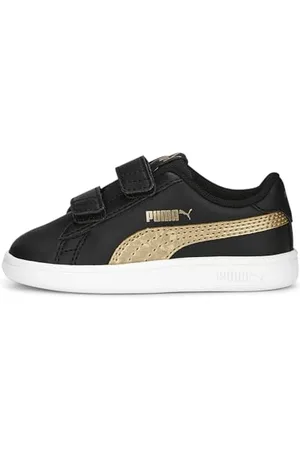 PUMA Smash V2 Metallics V Inf, Scarpe da Ginnastica Unisex-Bimbi 0-24, Black Gold White, 20 EU