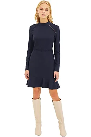 Trendyol Black Lace Detailed Flywheel Dress Vestito, , 40 Donna