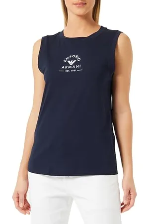Emporio Armani Iconic Stretch Cotton Logoband Loungewear Tank, T-Shirt Donna, (Marine), M