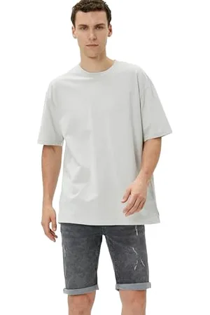 Koton Ripped Jean Shorts Folded Pocket Detail Buttoned Pantaloncini, (027), 39 Uomo