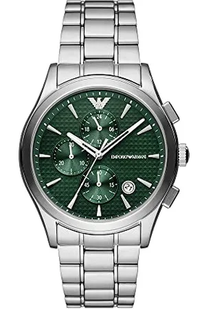 Emporio Armani Orologio Uomo, movimento cronografo, cassa 42 mm in acciaio inossidabile riciclato (almeno 50%) e bracciale in acciaio inossidabile riciclato (almeno 50%), AR11529