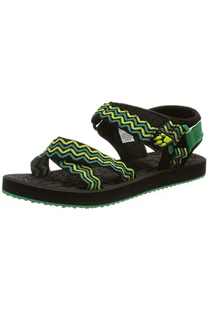 Jack Wolfskin Zulu K, Sandali per Il Tempo Libero Unisex-Bambini, Black/Green, 26 EU