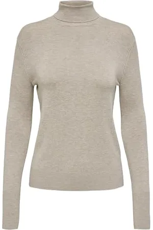 ONLY ONLVENICE L/S Rollneck Pullover Knt Noos Maglione, Bianco e Grigio, M Donna