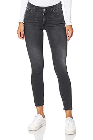 Replay Jeans Donna Luzien Skinny Fit Super Elasticizzati, Grigio , W26 x L30