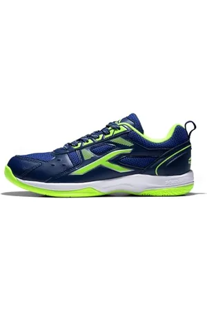 Hundred Scarpe da badminton professionali antitraccia Raze per uomo | Materiale: ecopelle | Adatto per tennis indoor, squash, ping pong, basket e padel (Navy/Lime, Taglia: EU 38, UK 4, US 5)