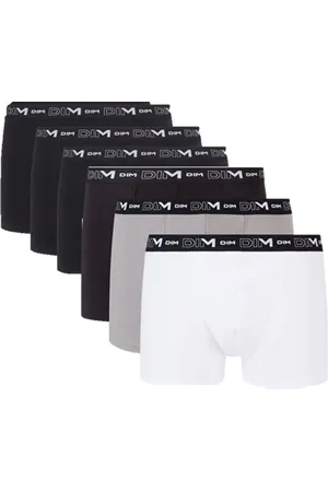 Dim Boxer in Cotone Elasticizzato Traspirante Supporto Ottimale Uomo x6, Nero/Grigio/Bianco/Nero/Nero/Nero, M