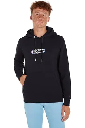 Tommy Hilfiger Felpa Uomo Hilfiger Track Graphic Hoody con Cappuccio, (Desert Sky), S