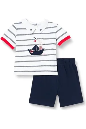 chicco Completo Neonato con T-shirt e Pantaloncini Eleganti, con Apertura sulla Schiena con Bottoncini, con Grafiche Moderne e alla Moda, in Cotone, Lavabile in Lavatrice, 0-24 Mesi, Designed in Italy
