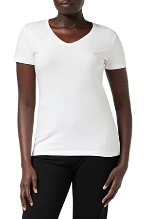 Emporio Armani Donna V Neck T-Shirt Iconic Cotton Maglietta, , XL