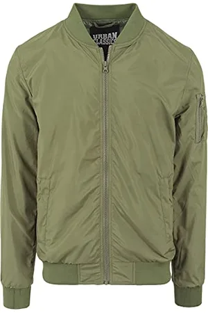Urban classics Giacca Bomber Uomo, Ottimo per le Mezze Stagiorni, Stile Old School, Giubbotto Corto, Vestibilità Ottimale, Colore: oliva, Taglia: L