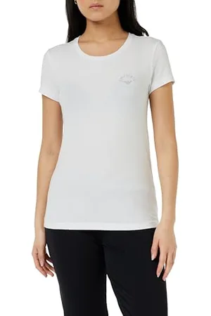 Emporio Armani Studs Stretch Cotton Loungewear T-Shirt, T-Shirt Donna, (White), XL