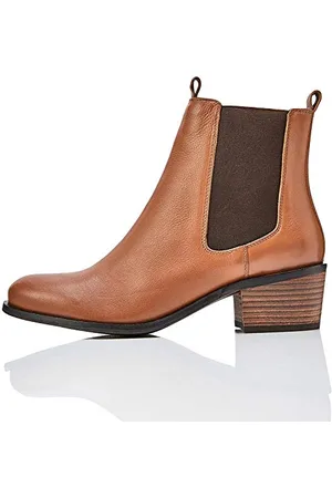 FIND FIND Mid Heeled Leather - Stivali Chelsea Donna, Marrone, 36 EU
