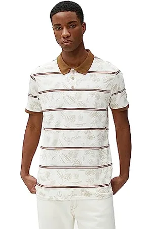 Koton Polo Neck T-Shirt Buttoned Slim Fit Leaf Detailed, (03d), M Uomo