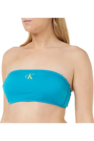 Calvin Klein Top Bikini a Fascia Donna Imbottito, (Clear Turquoise), M