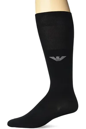 Emporio Armani Eagle Logo Monopack Long Socks, Calzini Uomo, (Black), L-XL