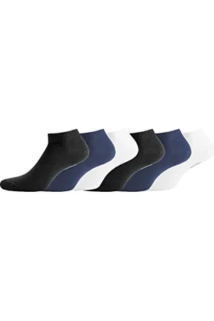 Serge Blanco Calzini Uomo cotone pettinato morbido, set di 6 Calze Uomo Corte, non scivoloso, Nero, Blu, Bianchi, Taglie 43/46