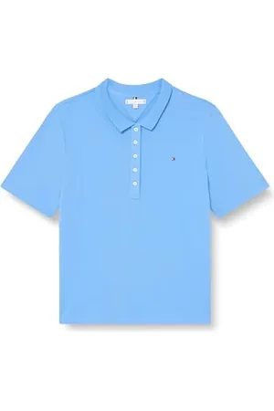 Tommy Hilfiger Donna Maglietta Polo Maniche Corte Regular Fit, (Blue Spell), 48