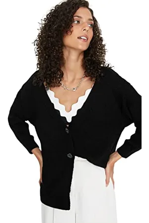 Trendyol Cardigan Oversize con Scollo a V Maglione, , M Donna