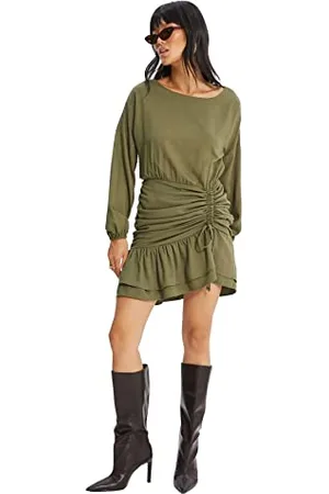 Trendyol Woman Mini Ruffle Hem Crew Neck Woven Dress Vestito, , 40 Donna