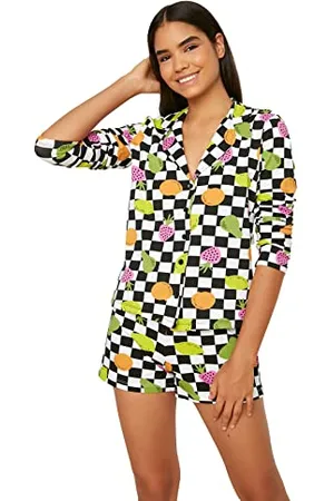 Trendyol Multi-Color Checkers Printed Knitted Pajamas Kit Completo Pigiama, S da Donna