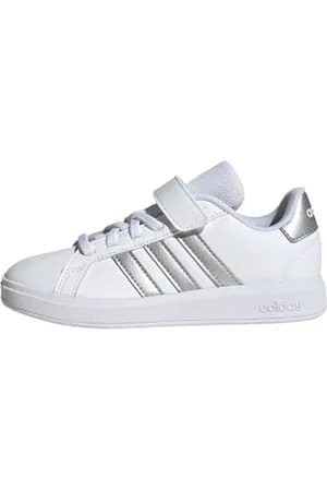 adidas Grand Court 2.0 Shoes Children, Scarpe da Tennis Unisex-Adulto, Cloud White/Matte Silver/Cloud White, 35 EU
