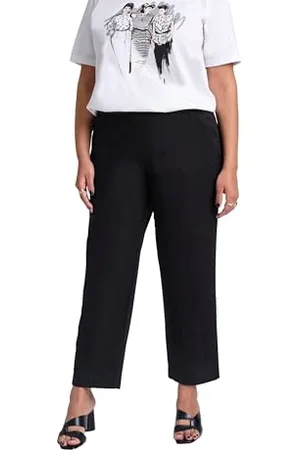 Ulla Popken Pantaloni Chino a 7/8 Ruby, Elastico in Vita, Gamba Larga, Dritta Eleganti da Uomo, , 40W / 32L Donna