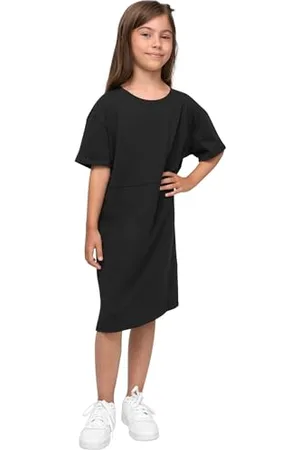 Urban classics Vestito Bambina a Maniche Corte in BIO Cotone, Vestito Ragazza Estivo, Abito Casual Disponibile in Diversi Colori e Taglie 110/116 - 158/164