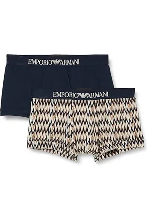 Emporio Armani Stretch Cotton Classic Pattern Mix 2-Pack Trunk, Boxer Uomo, (Chevron Print-Marine), L