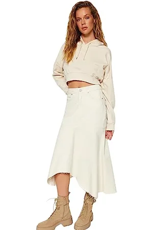 Trendyol Damen Gerade Midi Basic Rock Gonna, , 44 Donna