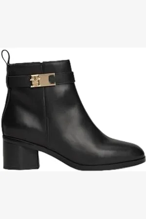 Tommy Hilfiger Donna Stivali Mid Heel in Pelle, (Black), 36