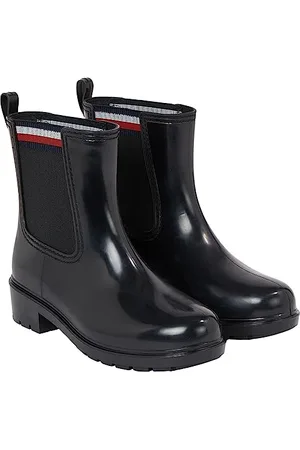 Tommy Hilfiger Stivali in Gomma Donna Corporate Elastic Rainboot Mezza Altezza, (Black), 36 EU